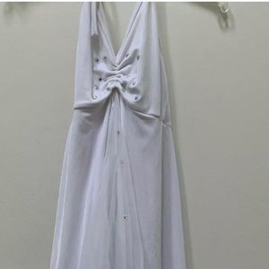 Meekelle Velvet White w/ Sparkles Competition Dance Costume MC Medium Child